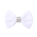 Nœud à cheveux blanc fait main en gros-grain avec strass brillants pour les filles - Blanc (18)