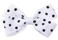 Fermaglio per capelli con fiocco in nastro grosgrain a pois per bambine in bianco e nero - Molletta Fiocco (Media) / Pois Bianchi