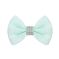 Nœud pour cheveux en ruban gros-grain vert clair avec détails en strass brillants - Vert Clair (19)