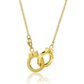 Gold handcuff pendant necklace with engraved letters and polished cross chain links - Gold Necklace (Chain Length 60cm)
