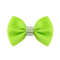 Barrette à cheveux avec nœud en ruban gros-grain vert néon et strass blancs au centre - Vert Citron (20)