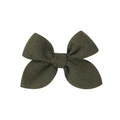 Handmade 3.5 inch solid dark green fabric hair bow clip with subtle glitter texture - Dark Green (39)