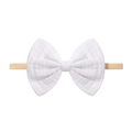 Handgemachtes Baby-Stirnband mit weißer Mullschleife und weichem Nylonband in Beige - Farbe 18