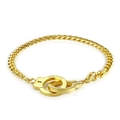 Gold hip-hop handcuff bracelet with UNLOCK and PUT DOWN engraved lettering charms - Bracelet / 23cm Length / Gold