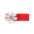 Fermaglio per capelli bimba a fiori con nastro rosso e margherita ricamata bianca - Rosso