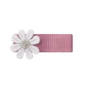 Fermaglio per capelli rosa per bambini con margherita bianca all'uncinetto e dettagli - Ricamo Rosa