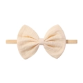 Elastisches Baby-Stirnband aus Nylon mit großer beiger Baumwollschleife für Babys - Farbe 21