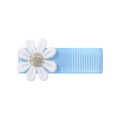 Fermaglio per capelli in tessuto celeste con margherita ricamata per bambini - Azzurro