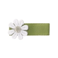 Graziosa clip per capelli verde in tessuto per bambine con margherita bianca ricamata a mano - Verde erba