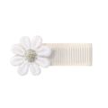 Fermaglio per capelli a fiore all'uncinetto bianco crema fatto a mano con clip a coccodrillo - Crema