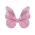 Dettaglio del fermaglio a farfalla con paillettes rosa e finitura lucida artigianale - Rosa Fantasia (2)