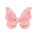 Detailansicht der handgefertigten rosa Pailletten-Schmetterling-Haarklammer mit Spitze - Schmetterling Farbverlauf Pailletten Stil (5)