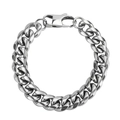 Classic 12mm silver stainless steel Cuban link bracelet for men and women with lobster clasp - Silver Bracelet (Length 20cm)