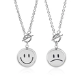 Minimalistische roestvrijstalen kettingen met draaibare hangers en OT-sluiting - Zilver (60cm Ketting)