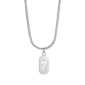 Collana minimalista in argento con ciondolo numero 7 portafortuna e catena a serpente - Argento