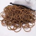 Bulk brown high-elasticity hair ties for kids in a frosted translucent zipper bag - 50 Pieces / Brown