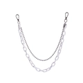 Chaîne double couche en acrylique couleur bonbon et métal argenté avec mousquetons - Blanc