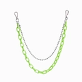 Chaîne double en acrylique vert fluo et perles argentées avec fermoirs mousquetons - Vert Fruit
