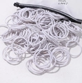 High-elastic seamless white hair bands in a frosted zip bag for kids and women - 50 Pieces / White