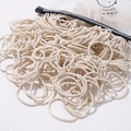 High-elastic seamless hair ties in cream beige color with frosted zipper bag - 50 Pieces / Beige
