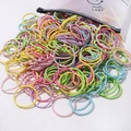 Elastic hair ties in macaron colors with a frosted zipper storage bag for children - 50 Pieces / Mixed Colors