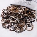 High elasticity hair ties set in black and beige with frosted zipper storage bag - 50 Pieces / Classic Tones