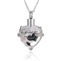 Collier urne cœur en cristal avec gravure 'Always in my heart' pour souvenir commémoratif - Avril Transparent