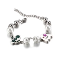 Pulsera de perlas hip hop con colgantes de cactus y fantasma en acero inoxidable - Pulsera De Empalme De Perlas De Fantasma