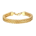 Bracciale a doppia catena wheat in acciaio inossidabile dorato lucido con chiusura - Bracciale Oro