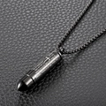 Collier pendentif balle noire en acier inoxydable avec croix et gravure de prière - Collier avec chaîne / Noir