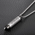 Pendentif croix en acier inoxydable en forme de balle avec gravure de la prière - Collier avec chaîne / Noir Argenté