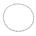 Collar de eslabones rómbicos de acero inoxidable plateado pulido con cierre de mosquetón - Plateado (45cm)