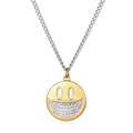 Hip hop skull smiley face pendant necklace in gold and silver stainless steel design - Chain Length 60cm / Steel and Silver