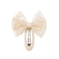 Pince à cheveux nœud en dentelle crème avec broderies et clip BB en métal gainé - Beige (2)