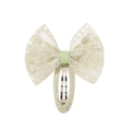 Barrette à cheveux avec nœud en dentelle vert pastel et broderies florales fines - Vert Clair (3)