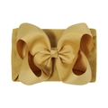 Toddler 6.3 inch jacquard mustard yellow large grosgrain ribbon bow on soft nylon headband - Golden Yellow (687-033)