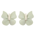 Détails des barrettes papillon en cuir PU vert clair avec nœud en tissu pour filles - Vert Clair (Pièce Unique)