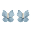 Vue détaillée de barrettes papillon en denim bleu faites main avec nœuds blancs - Bleu (6)