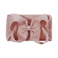 Pink jacquard baby headband featuring a soft elastic nylon band and a large ribbed bow - Light Pink (164-048)