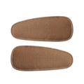 Detail of a pair of brown linen fabric drop-shaped BB hair clips with woven texture - Brown