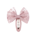 Barrette à cheveux avec nœud en dentelle rose brodée et pince BB assortie pour filles - Style Rose Clair (6)