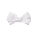 Classic white grosgrain ribbon hair bow clip for girls with a fully wrapped metal base - White