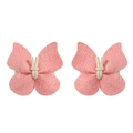Paire de barrettes papillon en cuir PU rose avec texture fine et nœud élégant - Rose (5)
