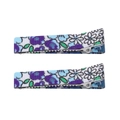 Detail view of two floral cotton fabric hair clips with alligator base in garden style - Purple Floral Style (9)