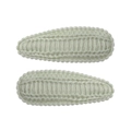 Detail of mint green drop-shaped knitted hair clips with fine crochet texture on white background - Pale Green