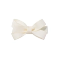 Classic creamy white double-layered grosgrain ribbon bow hair clip for young girls - Off White
