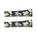 Close-up of floral print fabric hair clips with black background and beige flowers - Black Beige Floral Style (10)