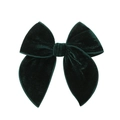 Detail view of dark green velvet bow hair clip with vintage academic style texture - Dark Green