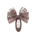 Détail d'une barrette à cheveux en dentelle florale brune avec ruban et base recouverte - Style Marron (10)