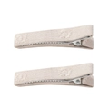 Set of two beige fabric-covered hair clips featuring elegant floral embroidery - Beige Style (1)